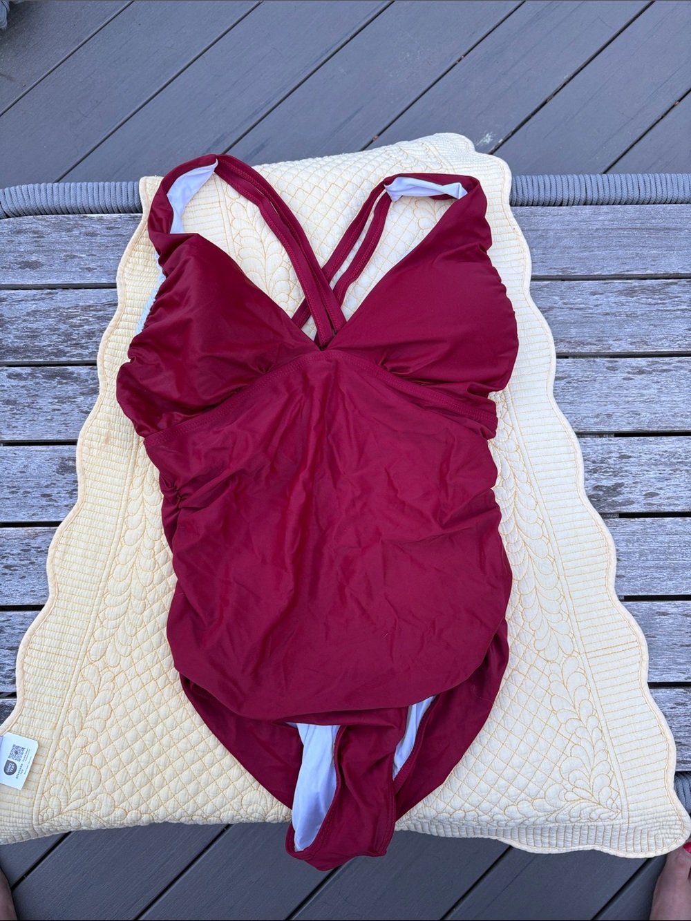 Women's Burgundy One-Piece Swimsuit with Cross-Back Straps